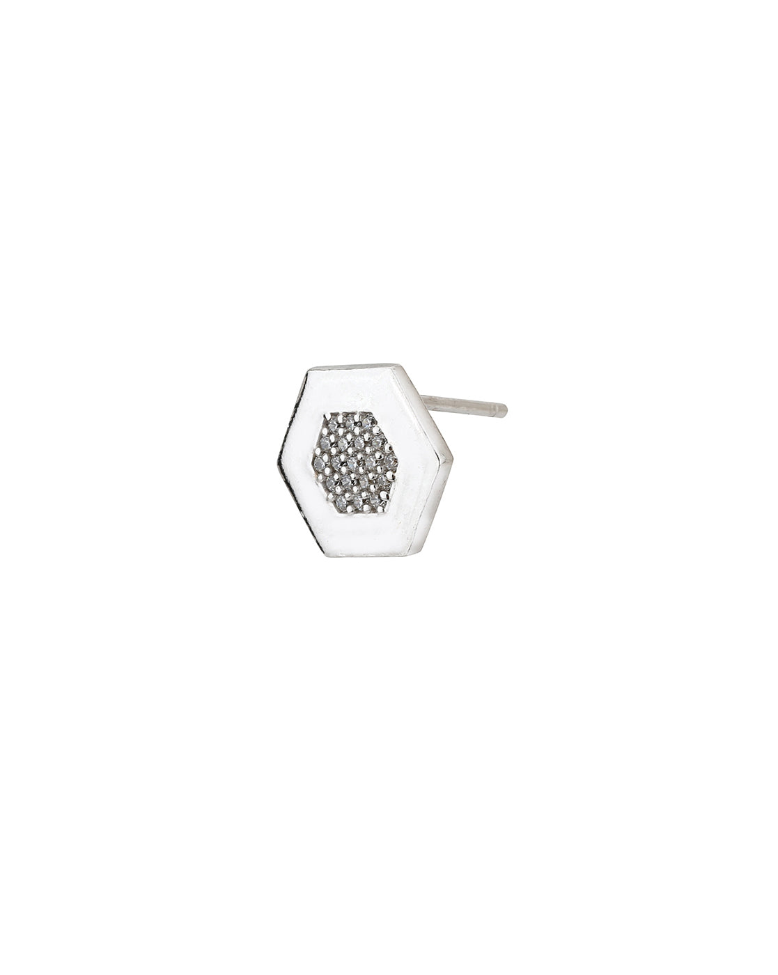 Carlton London Rhodium Plated Cz Geometric Stud Earring For Women