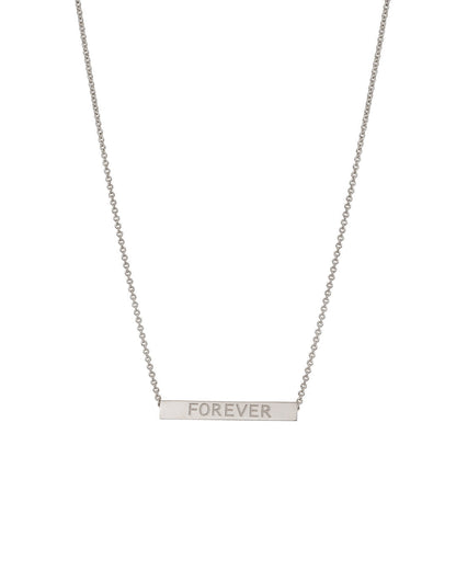Carlton London Ingrave Text Inline Bar With Rhodium Plated Necklace