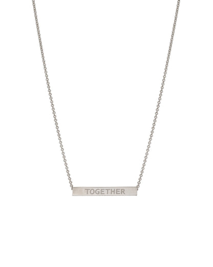 Carlton London Ingrave Text Inline Bar With Rhodium Plated Necklace