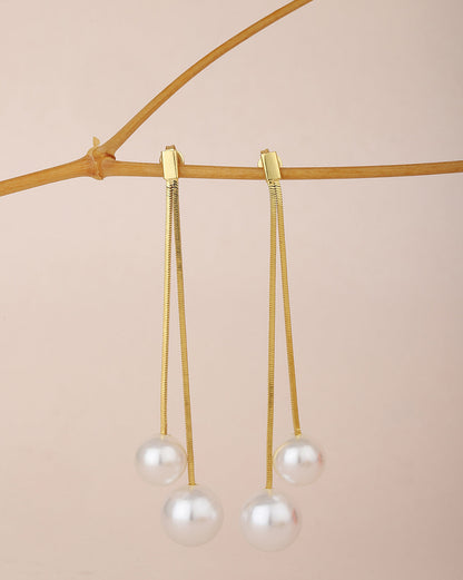 Carlton London Gold Plated Drop Earring With Dangling Pearl For Women