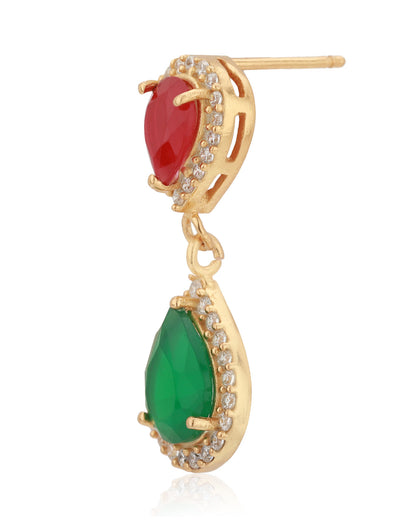 Carlton London Gold Plated With Stone Teardrop Drop Earring For Women