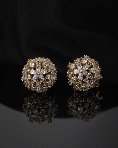 Carlton London Gold Plated Cz Floral Stud Earring For Women