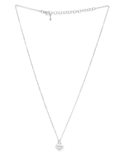 Silver-Toned Rhodium-Plated Stone-Studded Circular Necklace