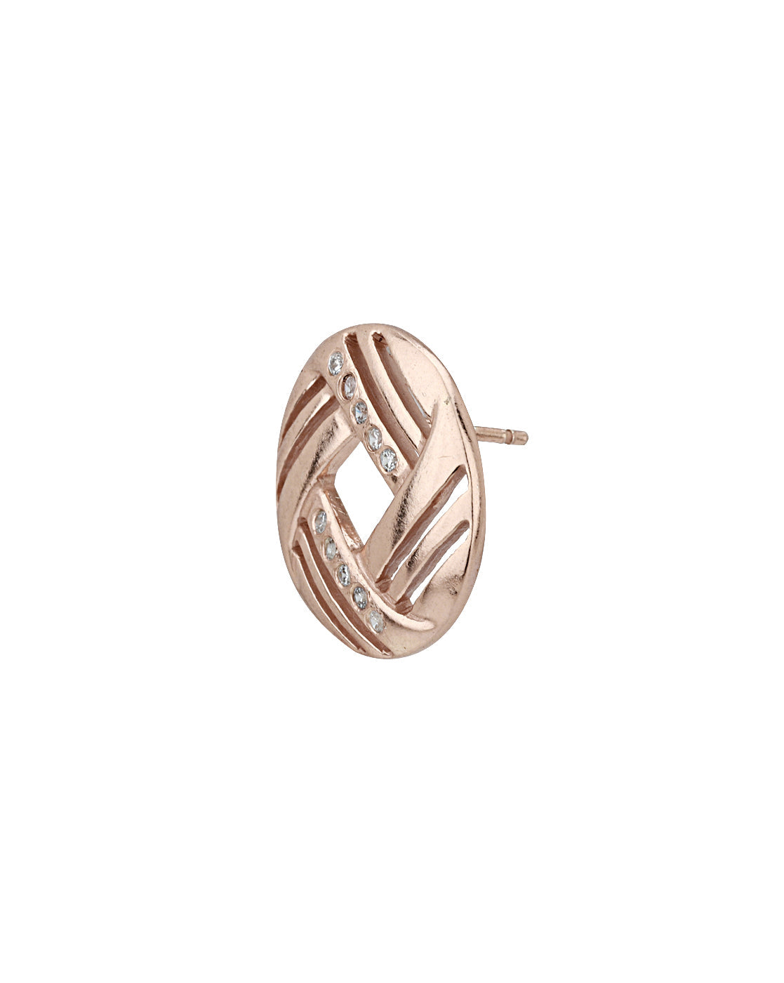 Carlton London Rose Gold Plated Cz Circular Stud Earring For Women