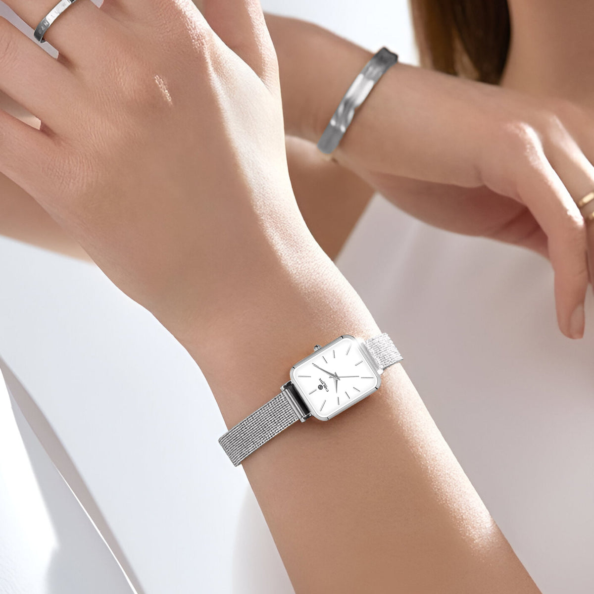 Women Diana CLDWMS-01 Analog White Silver Stainless Steel Mesh - Watch