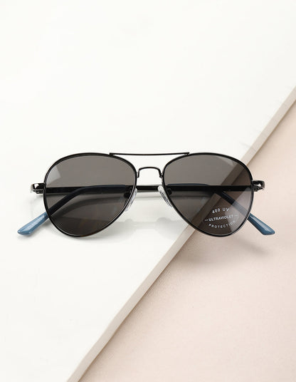 Carlton London Black Lens &amp; Gunmetal-Toned Aviator Sunglasses With Uv Protected Lens For Boy