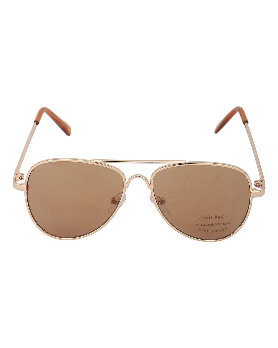 Carlton London Brown Lens &amp; Gold-Toned Aviator Sunglasses With Uv Protected Lens For Boy