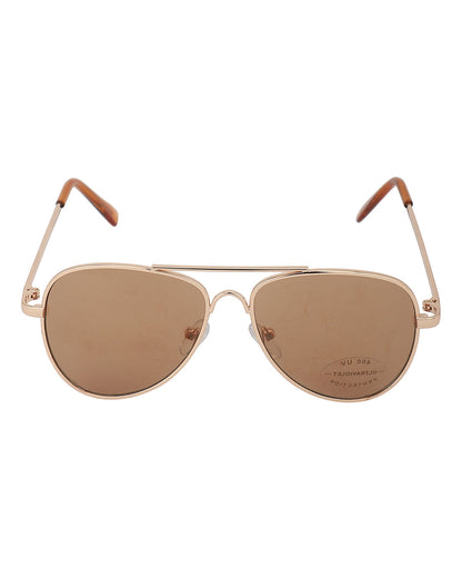 Carlton London Brown Lens &amp; Gold-Toned Aviator Sunglasses With Uv Protected Lens For Boy