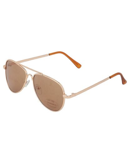 Carlton London Brown Lens &amp; Gold-Toned Aviator Sunglasses With Uv Protected Lens For Boy