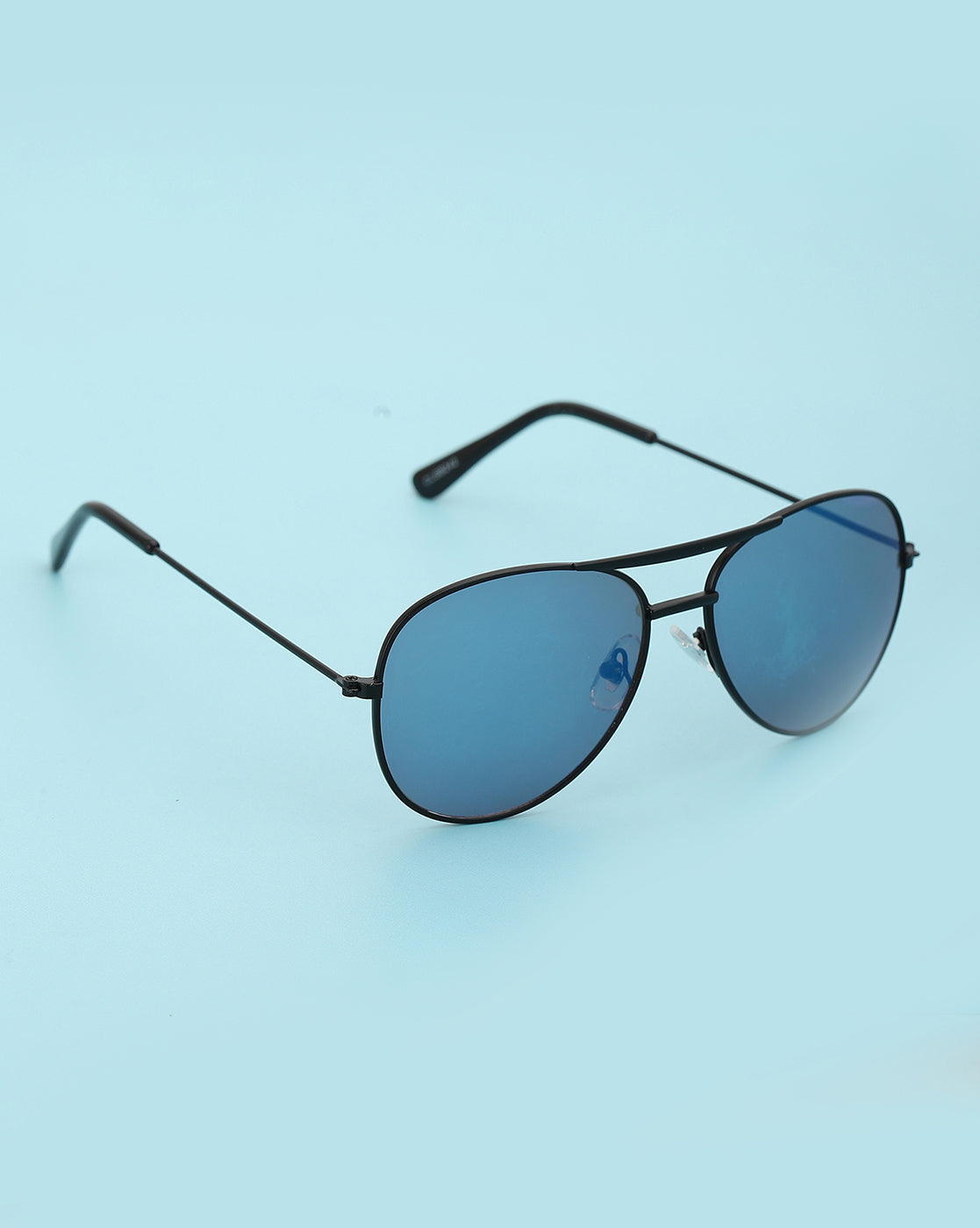 Kids Boys Black With Uv Protected Lens Aviator Sunglass