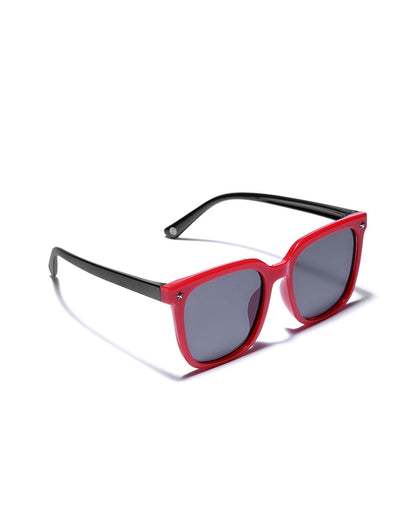 Red &amp; Black Toned with Polarised Lens Rectangle Sunglass for boy