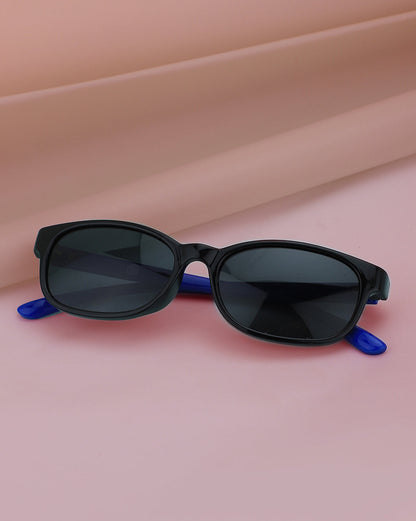 Black &amp; Blue Toned with Polarised Lens Rectangle Sunglass for boy