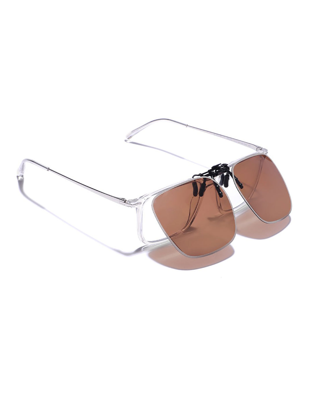 Brown &amp; Grey Toned Polarised Lens Sunglass Clip for unisex