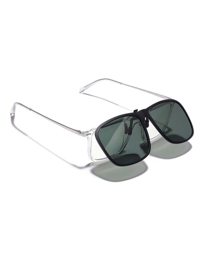 Black &amp; Green Toned Polarised Lens Sunglass Clip for unisex