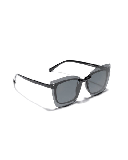 Black Toned Polarised Lens Cat Eye Sunglass Clip for women