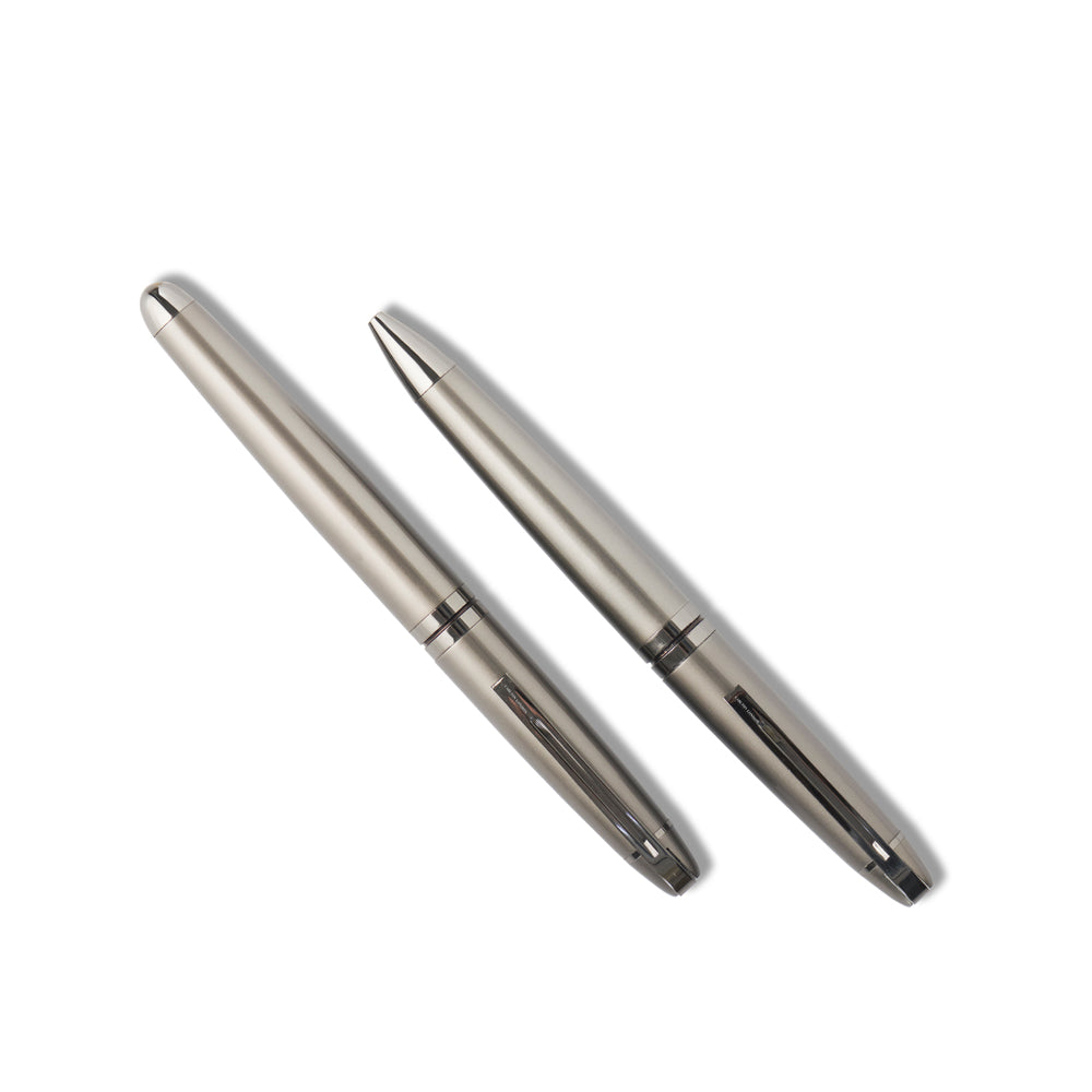 Carlton London Set Of 2 Gun Metal Grey Twist And Roller Metal Pens