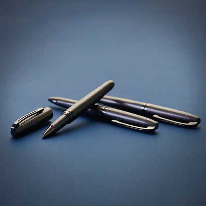 Carlton London Set Of 2 Gun Metal Grey Twist And Roller Metal Pens