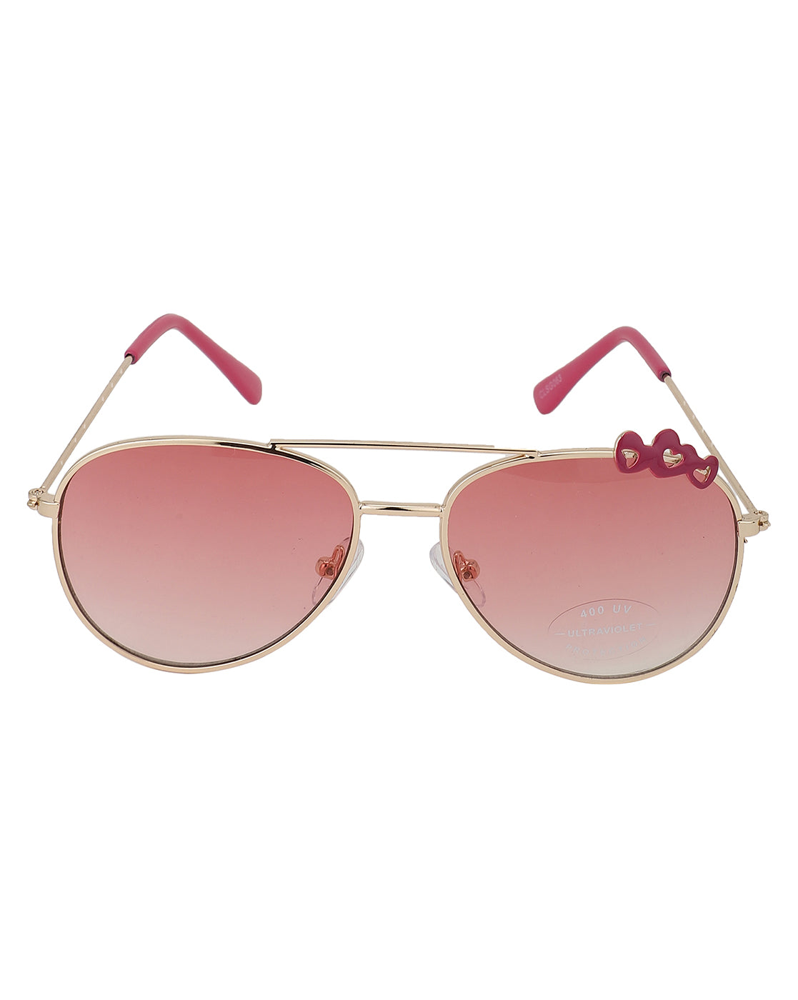 Carlton London Pink Lens &amp; Gold-Toned Aviator Sunglasses Uv Protected Lens For Girl