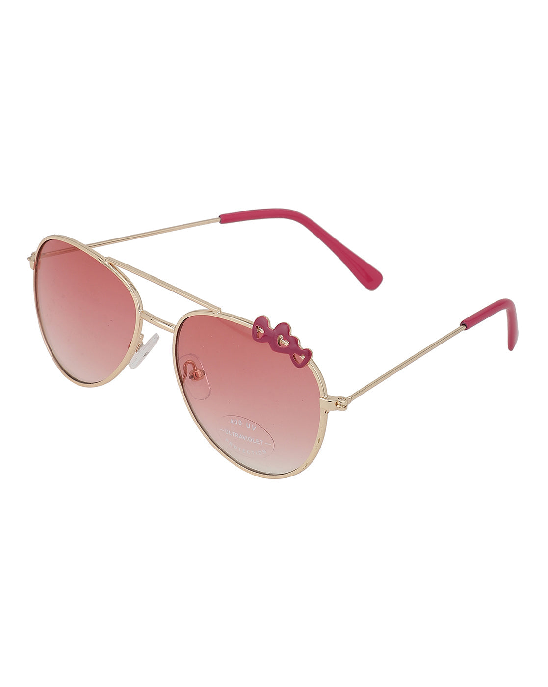 Carlton London Pink Lens &amp; Gold-Toned Aviator Sunglasses Uv Protected Lens For Girl