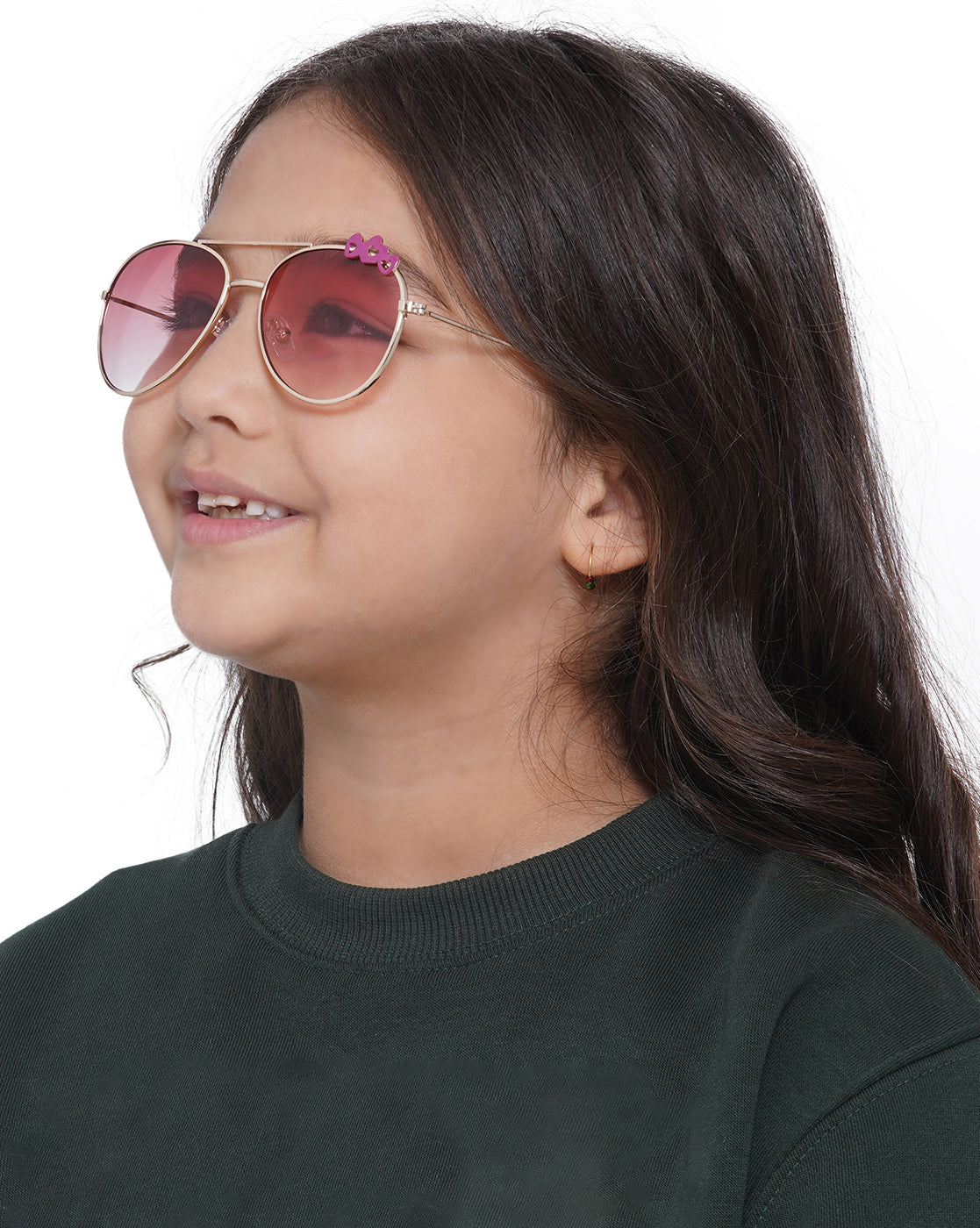 Carlton London Pink Lens &amp; Gold-Toned Aviator Sunglasses Uv Protected Lens For Girl