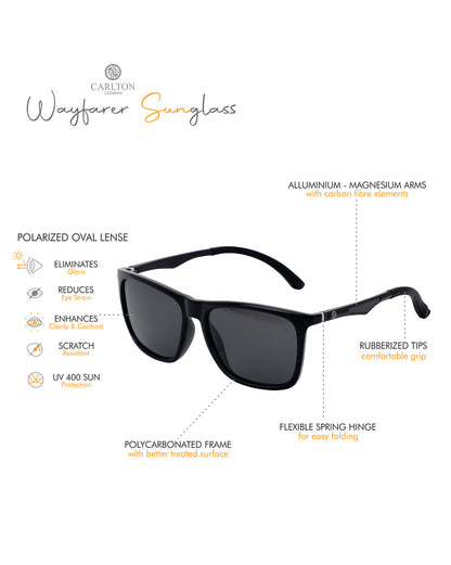 Carlton London Premium Black Toned Polarised And Uv Protected Lens Wayfarer Sunglasses For Men