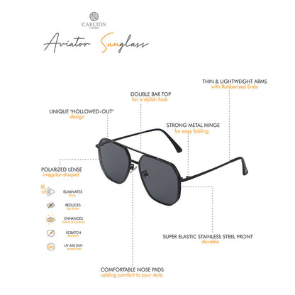 Carlton London Premium Black Toned Polarised And Uv Protected Lens Rectangle Sunglasses For Men