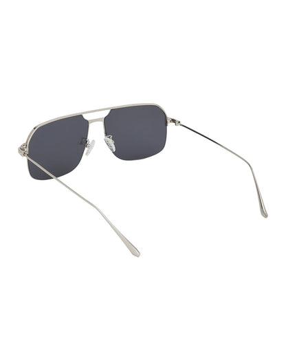 Premium Silver with Black Toned &amp; UV Protected Lens Rectangle Sunglass for men