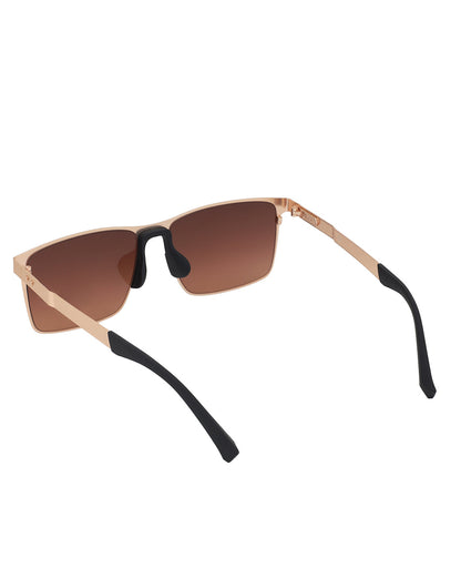 Premium Rose Gold with Brown &amp; Polarised Lens Square Sunglass for Unisex