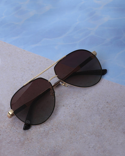 Premium Gold with Brown Toned &amp; Polarised Lens Aviator Sunglass for men