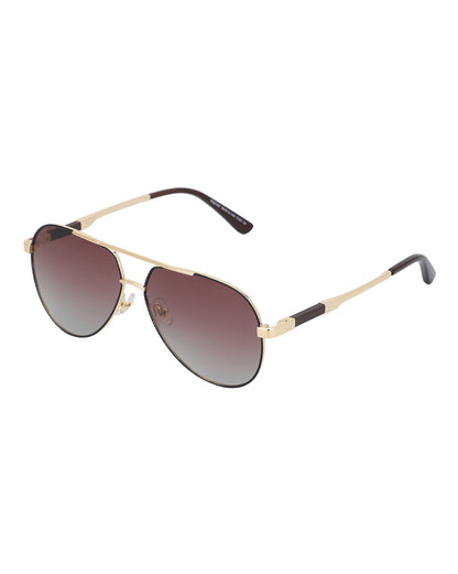 Premium Gold with Brown Toned &amp; Polarised Lens Aviator Sunglass for men