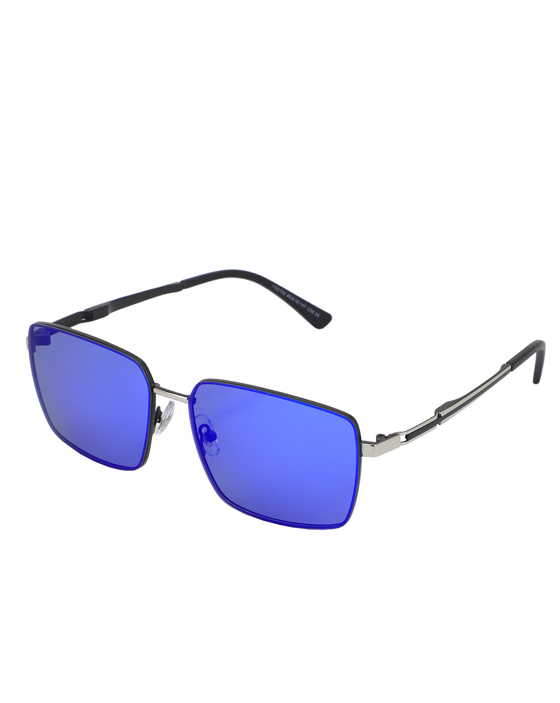 Premium Black with Silver Toned &amp; Polarised Lens Square Mirror Sunglass for men