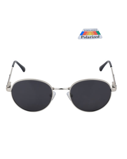 Premium Silver with Black Toned &amp; Polarised Lens Oval Sunglass for unisex