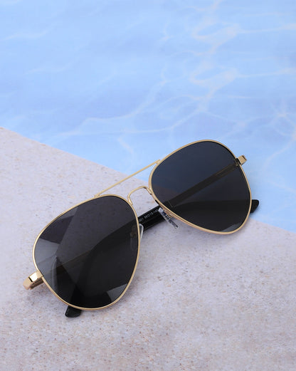 Premium Gold with Black Toned &amp; Polarised Lens Aviator Sunglass for men