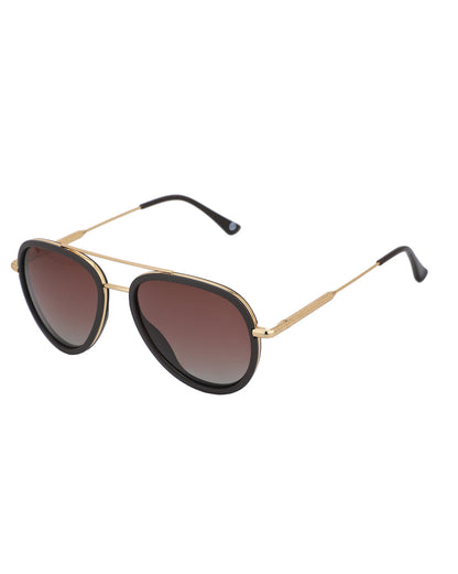 Premium Gold with Brown Toned &amp; Polarised Lens Aviator Sunglass for unisex