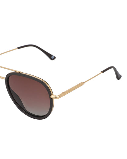 Premium Gold with Brown Toned &amp; Polarised Lens Aviator Sunglass for unisex