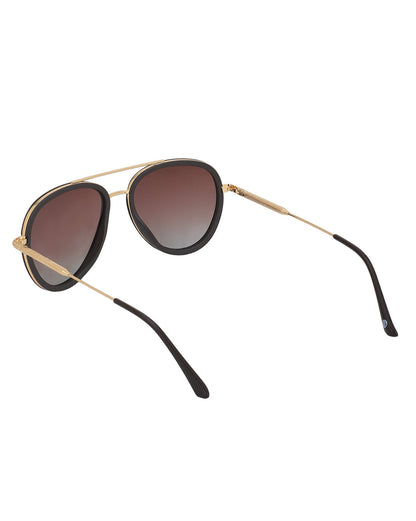 Premium Gold with Brown Toned &amp; Polarised Lens Aviator Sunglass for unisex