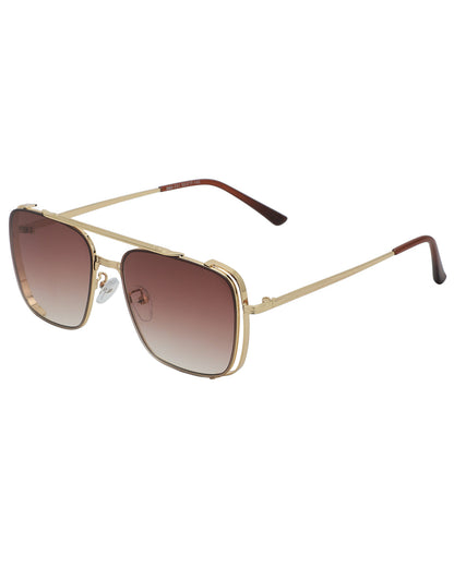 Gold Toned with UV Protected Lens Rectangle Sunglass for men
