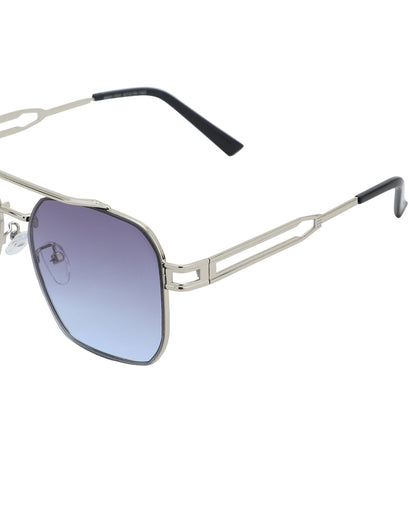 Silver Toned with UV Protected Lens Rectangle Sunglass for men