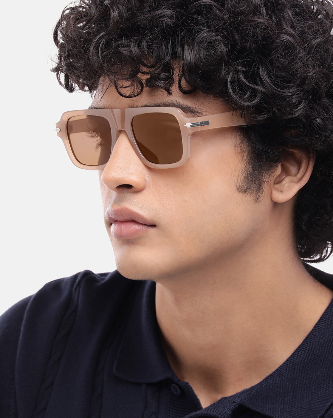 Brown and Silver Toned UV Protected Lens Square Sunglass for men