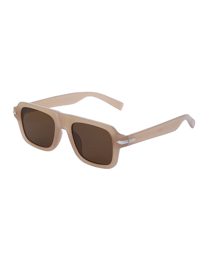 Brown and Silver Toned UV Protected Lens Square Sunglass for men