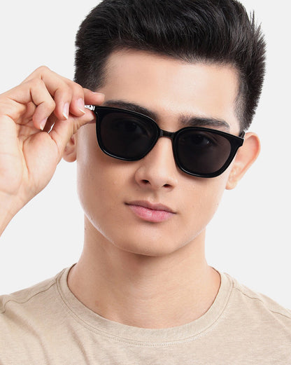 Black Toned with Black UV Protected Lens Rectangle Sunglass for unisex