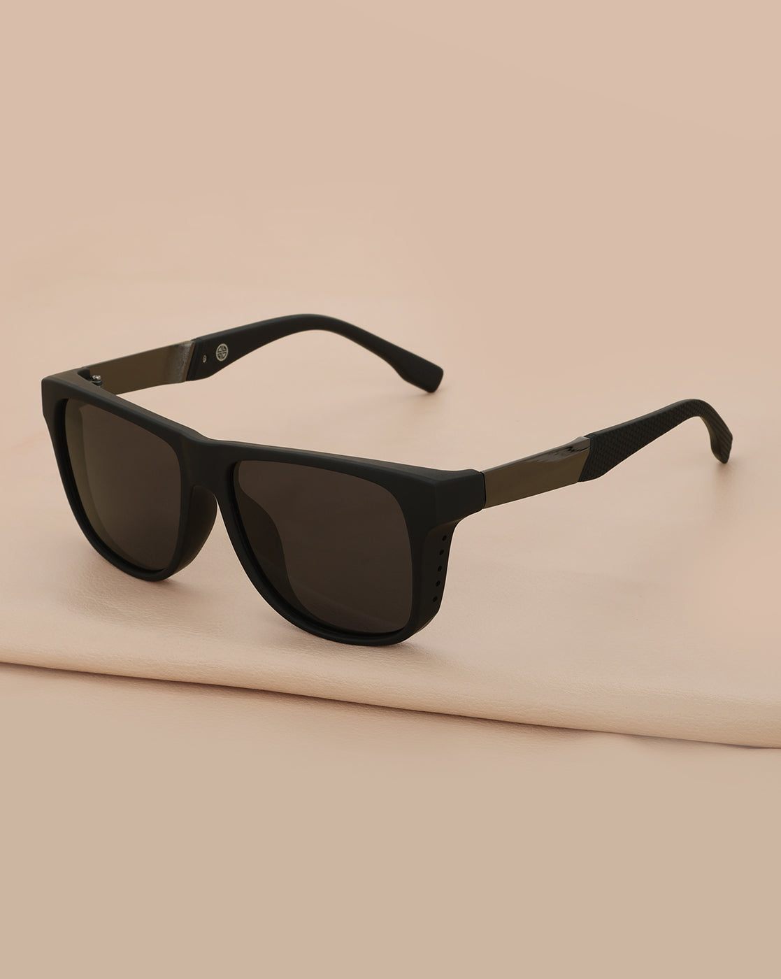Black with Metallic Toned and Black Polarised Lens Wayfarer Sunglass for men