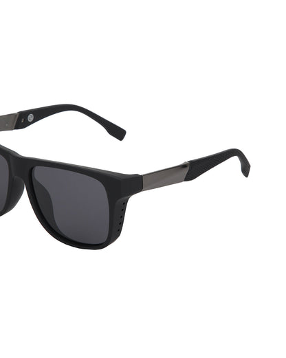 Black with Metallic Toned and Black Polarised Lens Wayfarer Sunglass for men