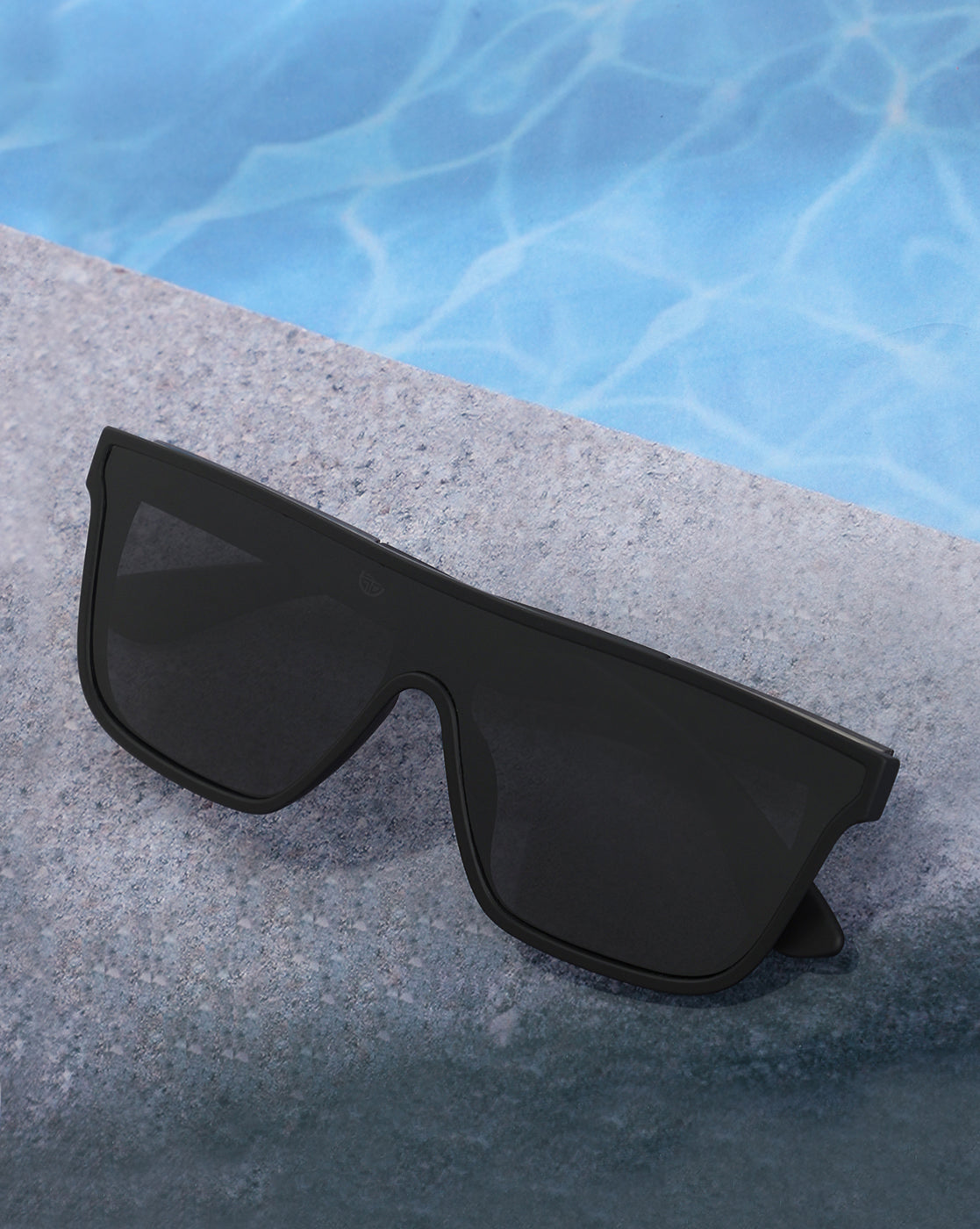 Black and Metallic Toned with Black Polarised Shield Sunglass for men