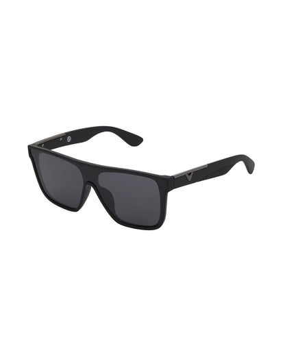 Black and Metallic Toned with Black Polarised Shield Sunglass for men