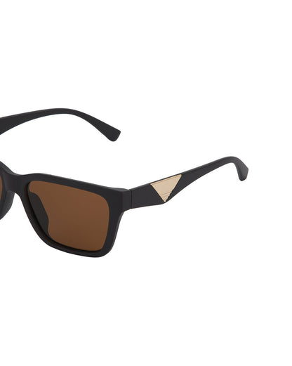 Brown with Gold Toned Brown Polarised Lens Wayfarer Sunglass for men