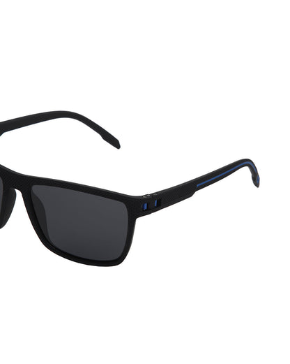 Black with Blue Toned and Black Polarised Lens Rectangle Sunglass for men
