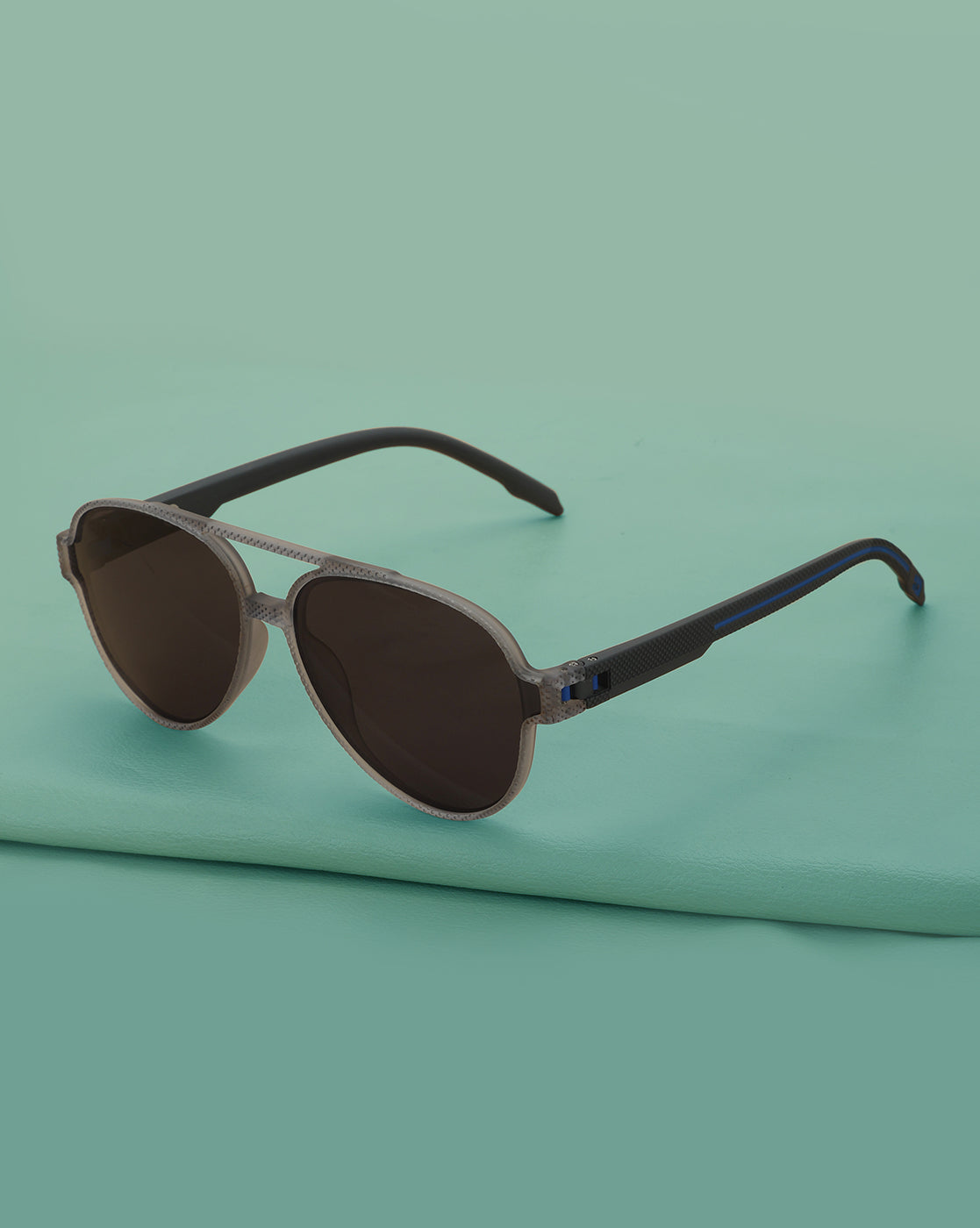 Grey Toned with Blue Polarised Lens Aviator Sunglass for men