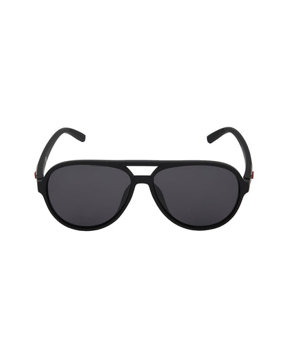Black with Silver Toned and Black Polarised Lens Aviator Sunglass for men
