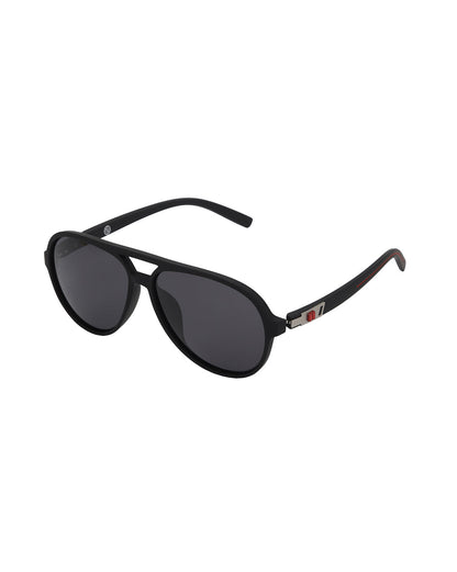 Black with Silver Toned and Black Polarised Lens Aviator Sunglass for men